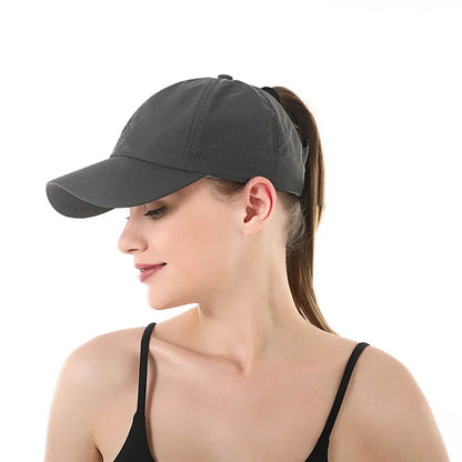 Women’s Ponytail Baseball Cap – Breathable Mesh Sports Hat for Running & Gym