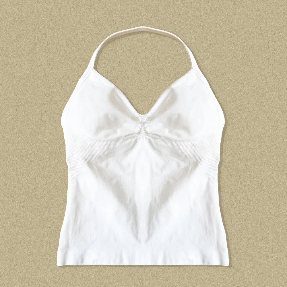 Pink Halter Neck Ruched Active Tank Top