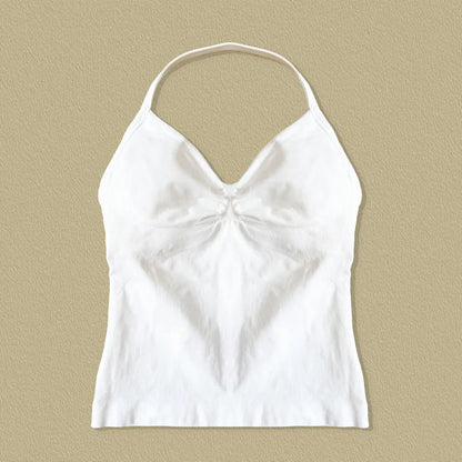 Pink Halter Neck Ruched Active Tank Top
