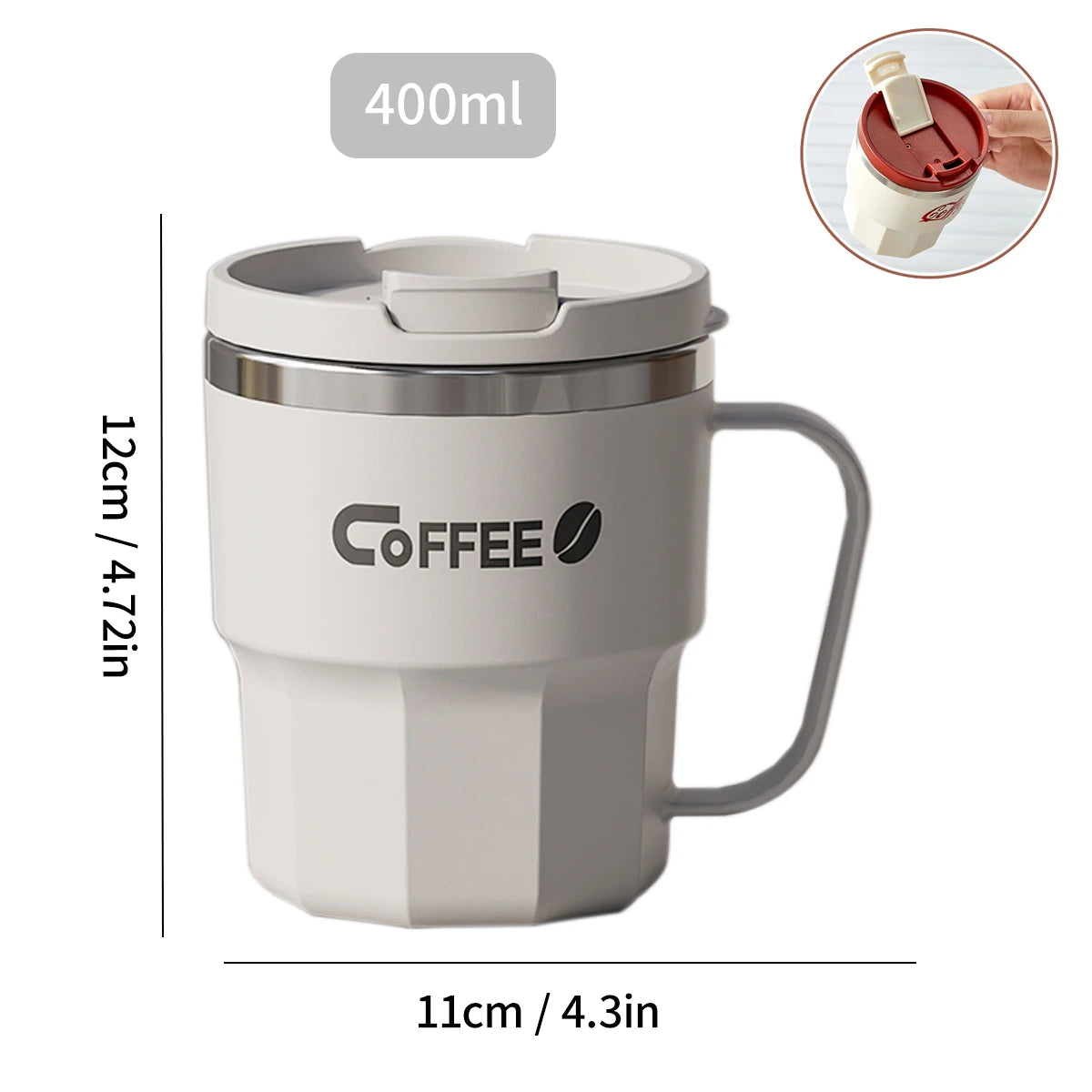 Insulated Coffee Mug with Straw – Stainless Steel Travel Cup for Coffee, Tea & Office Desk Drinkware