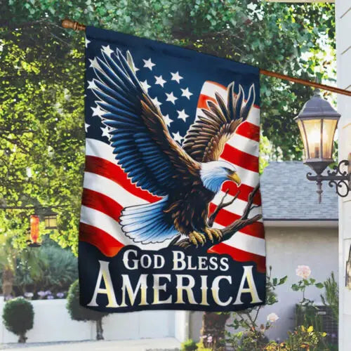 God Bless America Patriotic Eagle Independence Day 4th Of July Flag Garden Flag