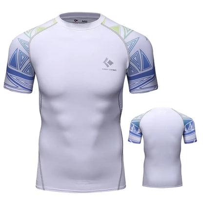 BJJ Rash Guard Men Short Sleeve MMA Compression Shirt No Gi Training Top