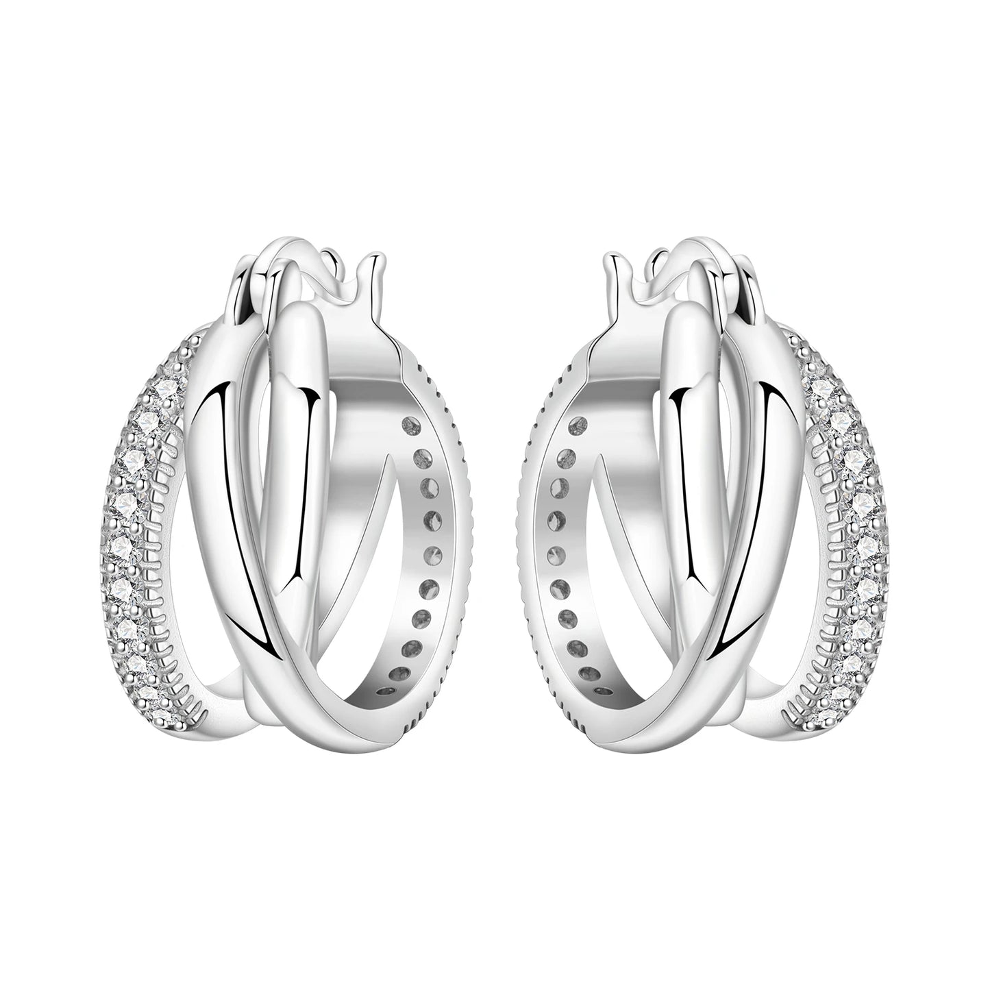 925 Sterling Silver Hoop Earrings – Minimalist Layered Huggie Earrings for Women