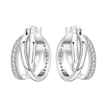 925 Sterling Silver Hoop Earrings – Minimalist Layered Huggie Earrings for Women