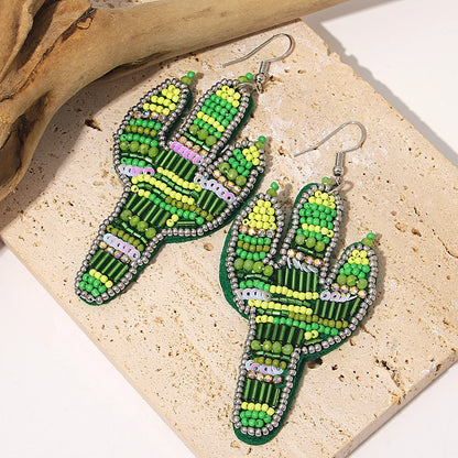Boho Beach Statement Earrings – Handmade Beaded Starfish Seahorse Shell Drop Earrings for Women