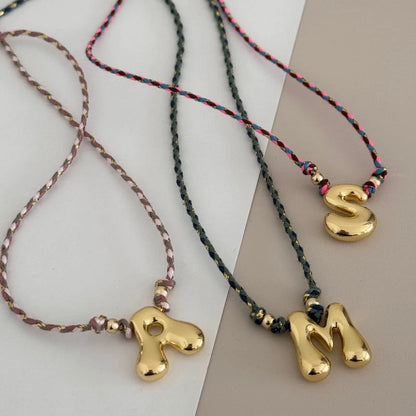 Personalized Bubble Initial Necklace – Gold Letter Pendant Necklace for Women Trendy Jewelry