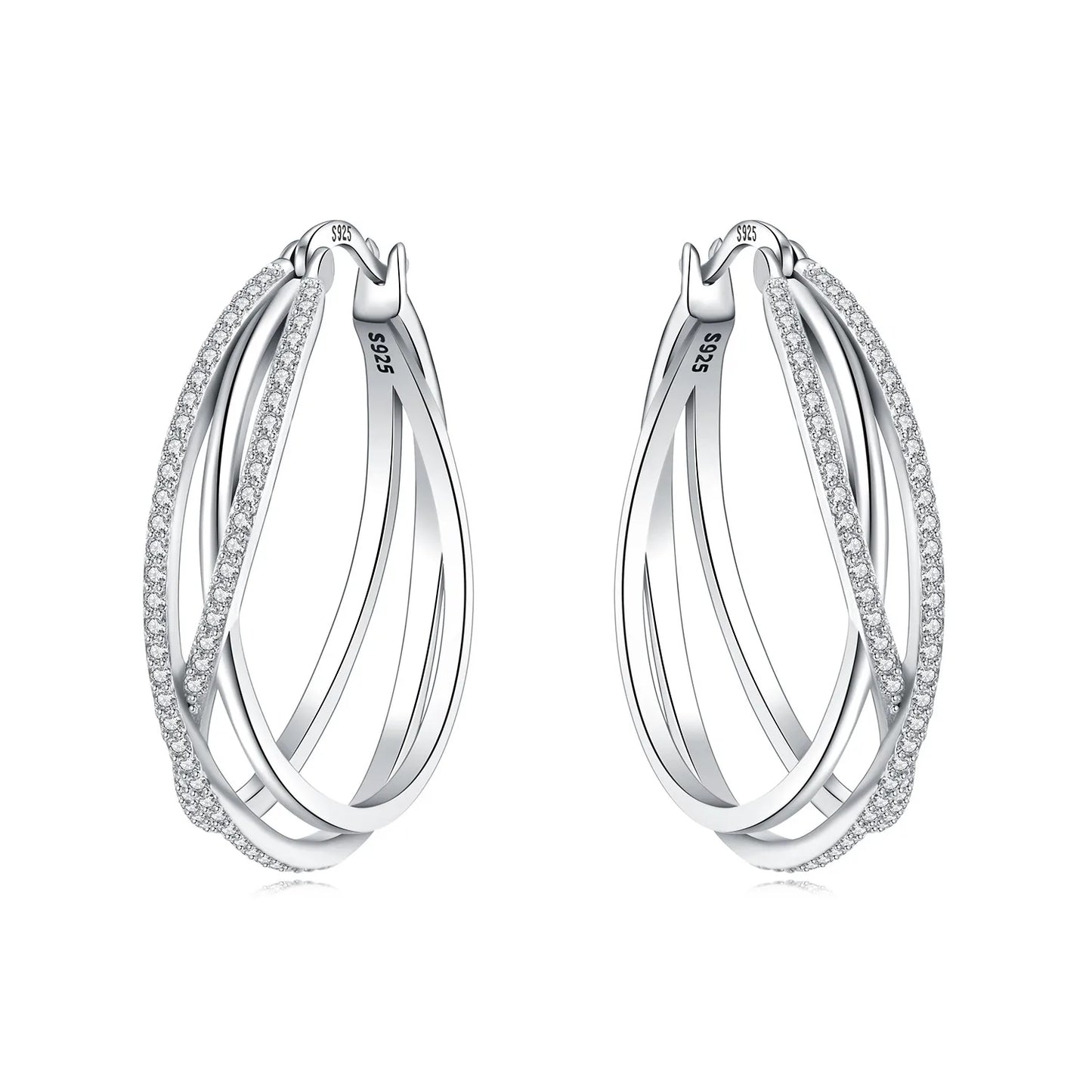 925 Sterling Silver Hoop Earrings – Minimalist Layered Huggie Earrings for Women