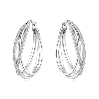 925 Sterling Silver Hoop Earrings – Minimalist Layered Huggie Earrings for Women