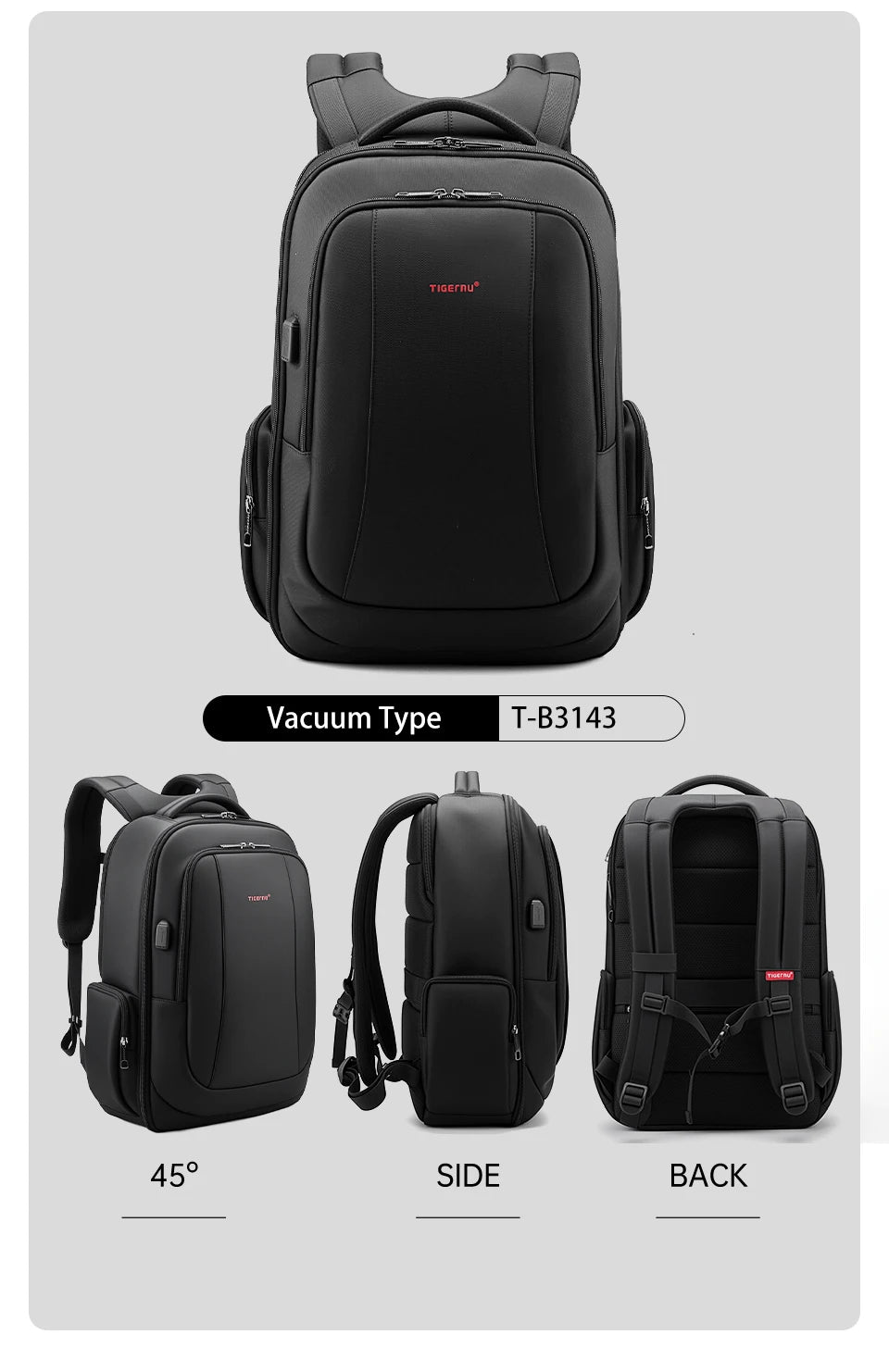 TIGERNU Laptop Backpack for Men – Waterproof Business Travel Backpack