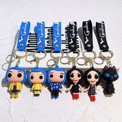 Coraline Character Keychain – Cute Cartoon Figure Bag Charm Keyring