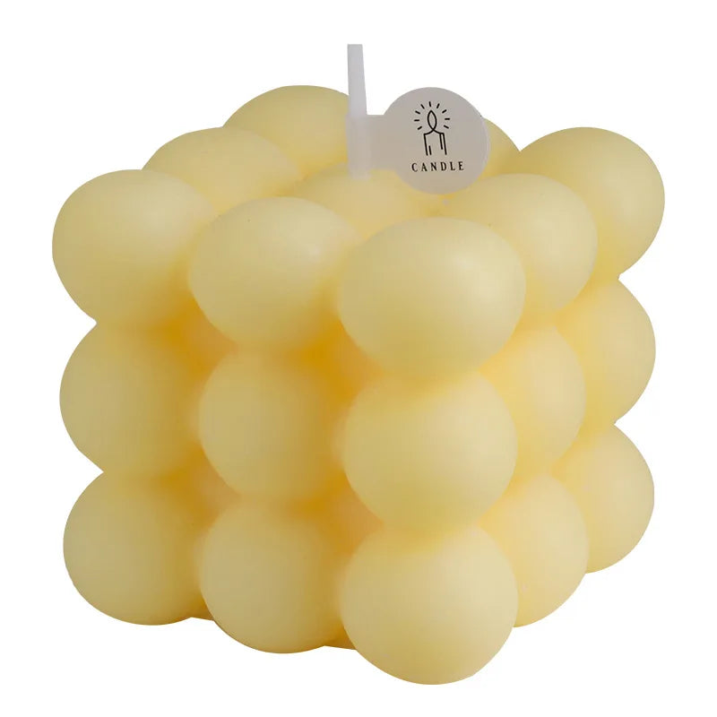 Aesthetic Bubble Cube Candle | Handmade Soy Wax Scented Candle for Home Decor