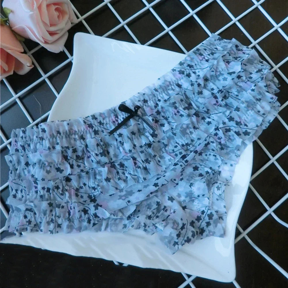 Cute Ruffle Lace Panties – Floral Mesh Low Waist Breathable Women Underwear
