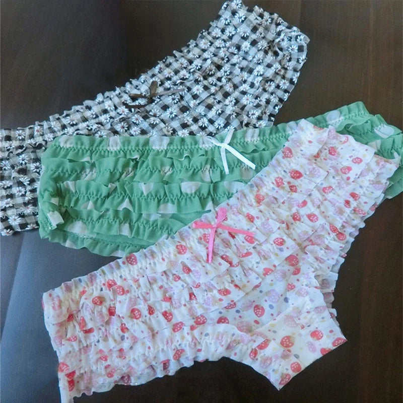 Cute Ruffle Lace Panties – Floral Mesh Low Waist Breathable Women Underwear