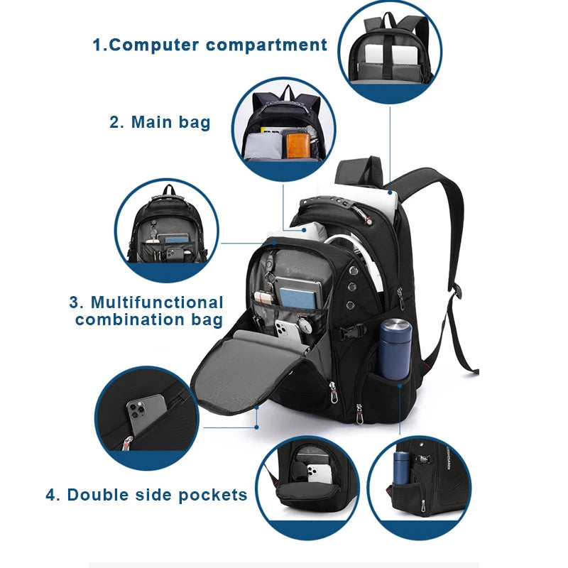 SWISSTSNGR Waterproof Backpack – Casual Laptop & College Bag