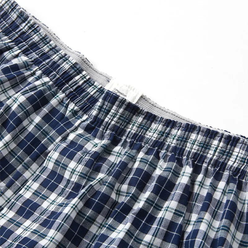 Men’s Cotton Boxer Shorts Pack – Soft Plaid Printed Loose Fit Breathable Underwear for Everyday Comfort