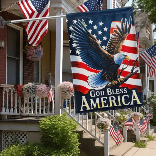 God Bless America Patriotic Eagle Independence Day 4th Of July Flag Garden Flag