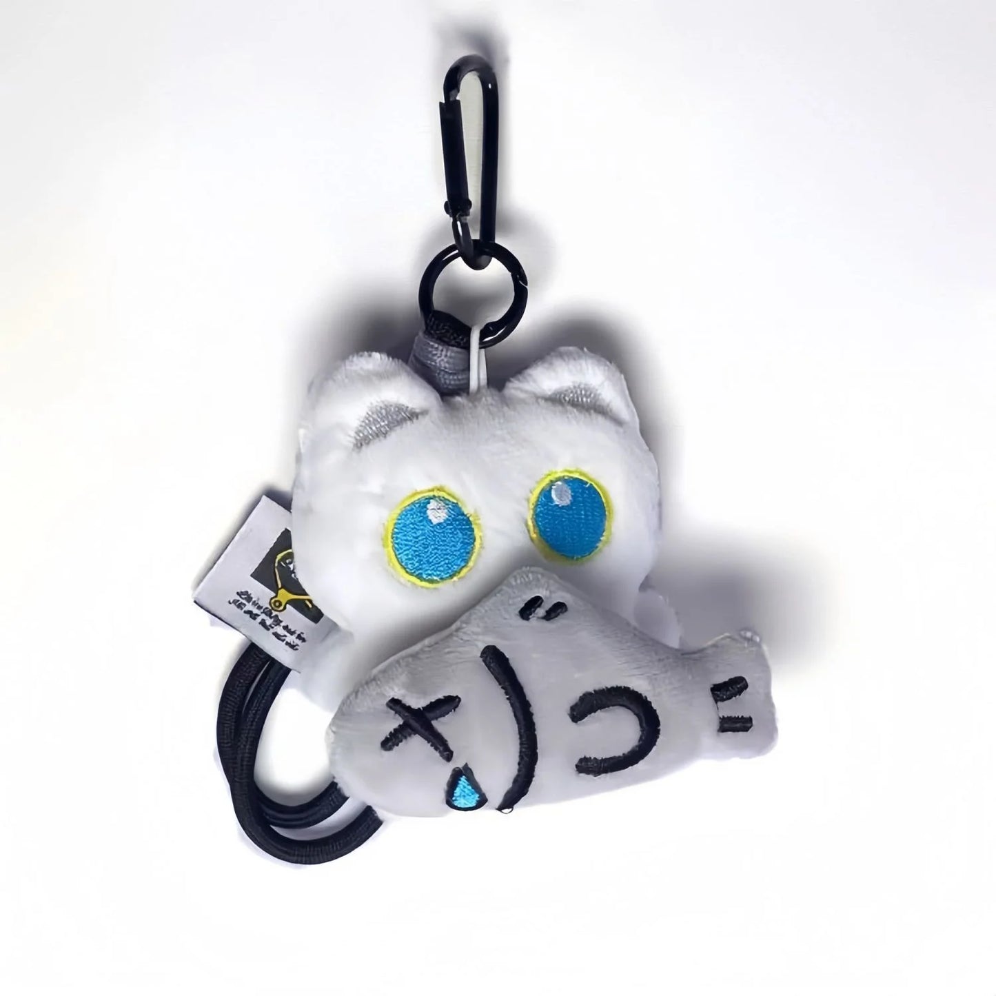 Cute Black Cat Plush Keychain – Kawaii Cartoon Bag Charm with Fish Toy