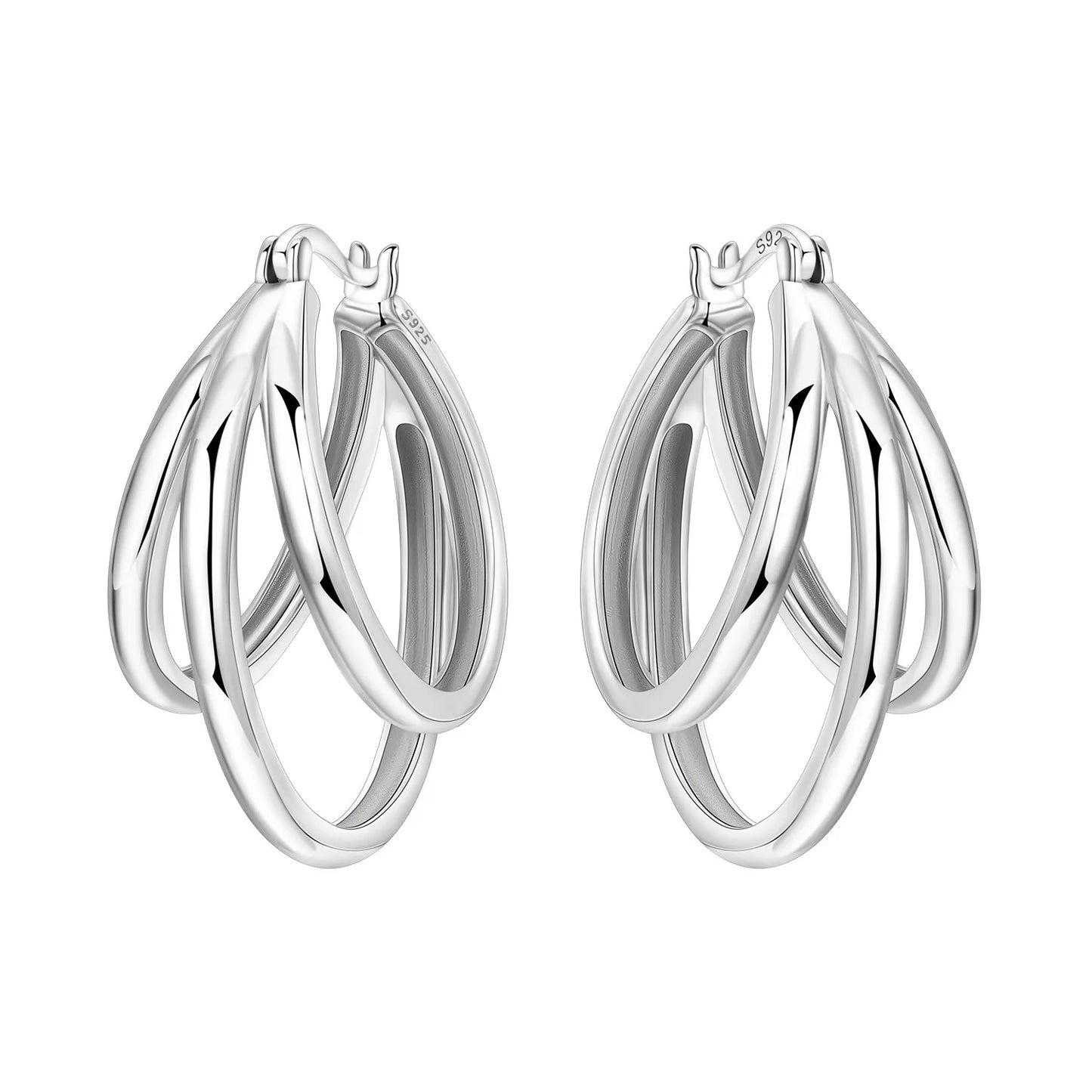 925 Sterling Silver Hoop Earrings – Minimalist Layered Huggie Earrings for Women