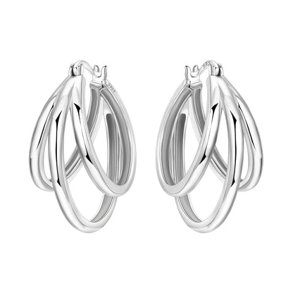 925 Sterling Silver Hoop Earrings – Minimalist Layered Huggie Earrings for Women