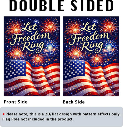 American Garden Flag, Let Freedom Ring Patriotic & American Flag, 4th of July Garden Flag,