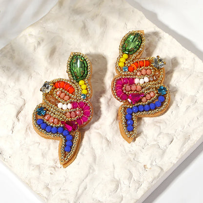 Boho Beach Statement Earrings – Handmade Beaded Starfish Seahorse Shell Drop Earrings for Women