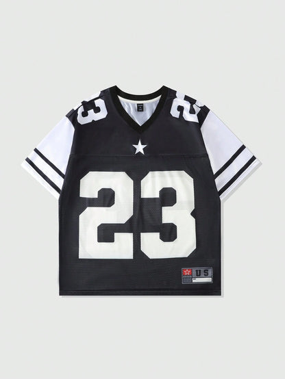 2026 New Hot Women's Summer Y2K Fashion Casual Shirt Street Retro Hip Hop 23 Shirt V-Neck Loose Breathable Quick Drying T-Shirt
