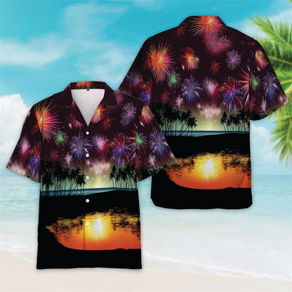 Patriotic American Flag Hawaiian Shirt – Men’s Summer Button Down Shirt