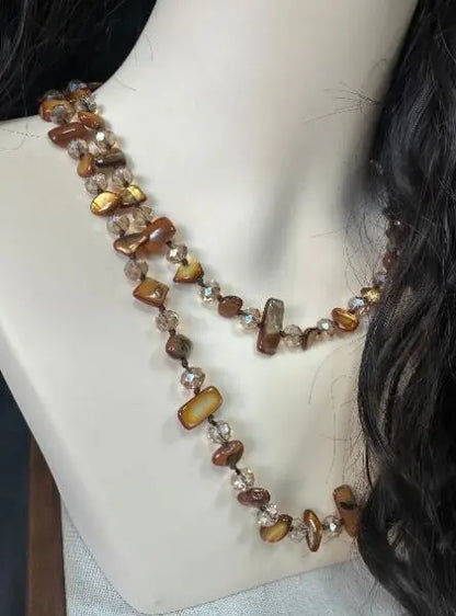 Bohemian Colorful Irregular Shell Beaded Necklace Long Sweater Chain Accessory Vintage Style Women's Holiday Fashion Jewelry