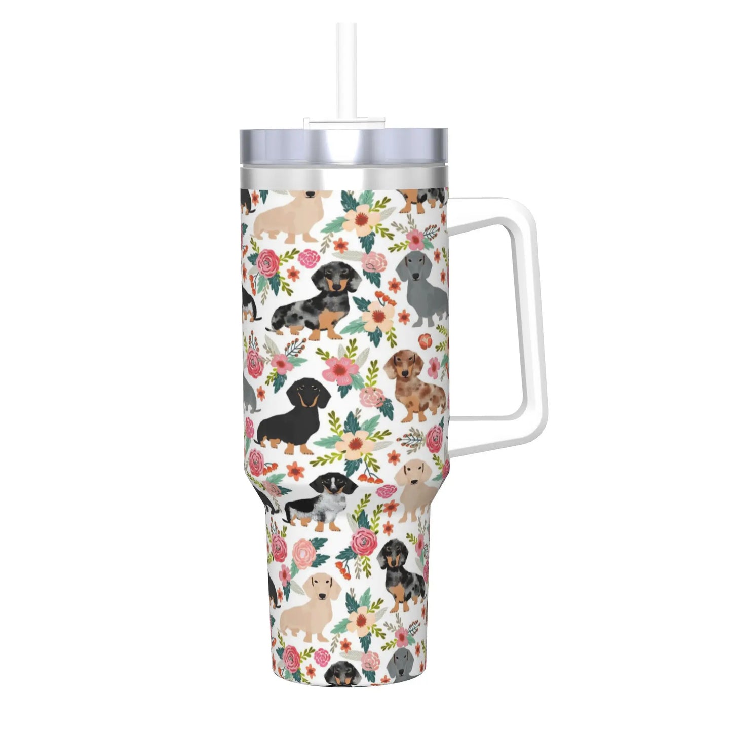 Dachshund Love 40oz Stainless Steel Tumbler with Straw Insulated Mug