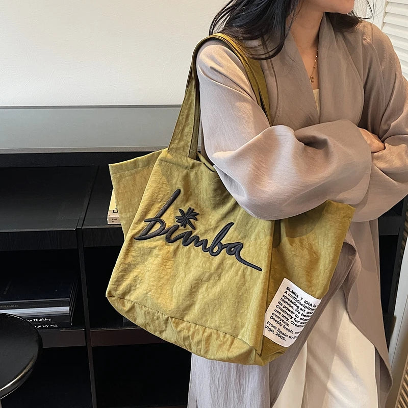 Large Capaci Canvas Tote Bag Women's 2026 New High-End Embroidered Casual op Bag Mom Sle Commuter Bag