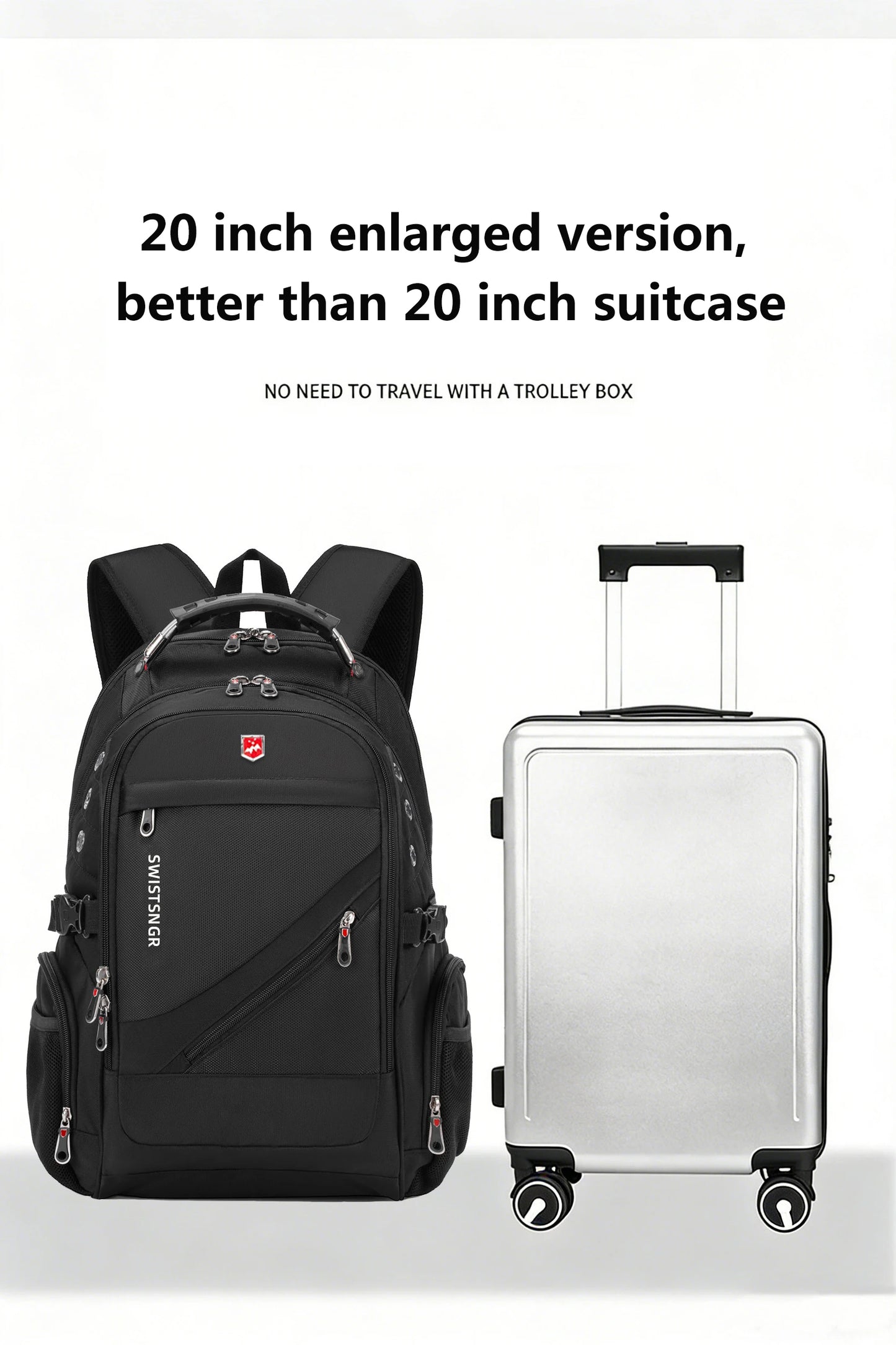 SWISSTSNGR Waterproof Backpack – Casual Laptop & College Bag