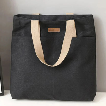 Minimalist Canvas Tote Bag – Large Capacity Casual Shoulder Bag for Women