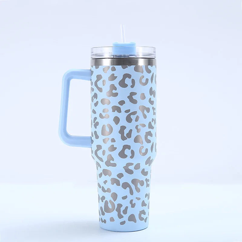 40oz Stainless Steel Vacuum Insulated Travel Mug with Handle Straw Lid