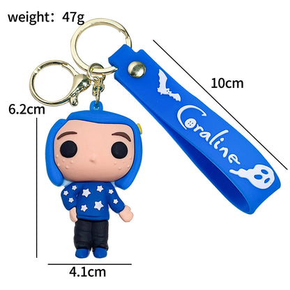 Coraline Character Keychain – Cute Cartoon Figure Bag Charm Keyring