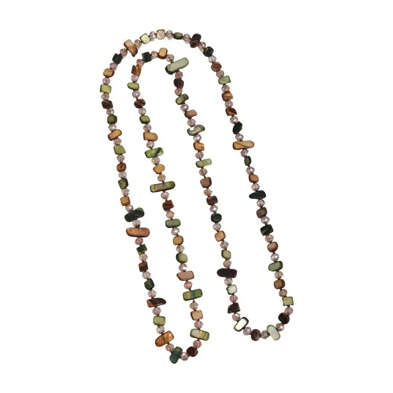 Bohemian Colorful Irregular Shell Beaded Necklace Long Sweater Chain Accessory Vintage Style Women's Holiday Fashion Jewelry
