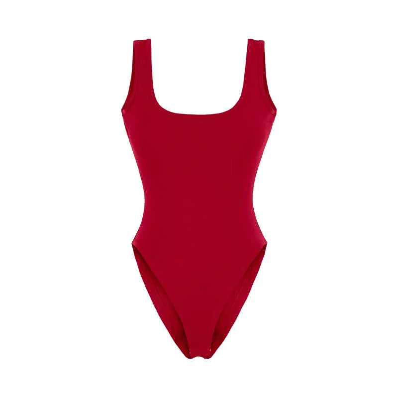 Women's Sculpting Modern Low Back Tank Bodysuit With Bra Insert