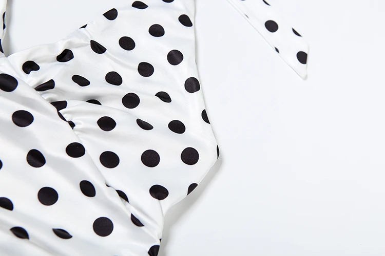Polka Dots Tank Tops Women Sexy Low-Neck Off Shoulders Backless Street Fashion Versatile Style Ruched Elegant Outfits