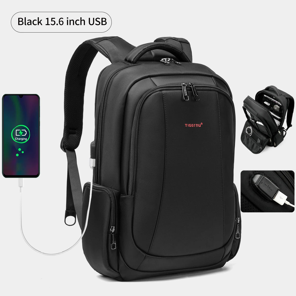 TIGERNU Laptop Backpack for Men – Waterproof Business Travel Backpack