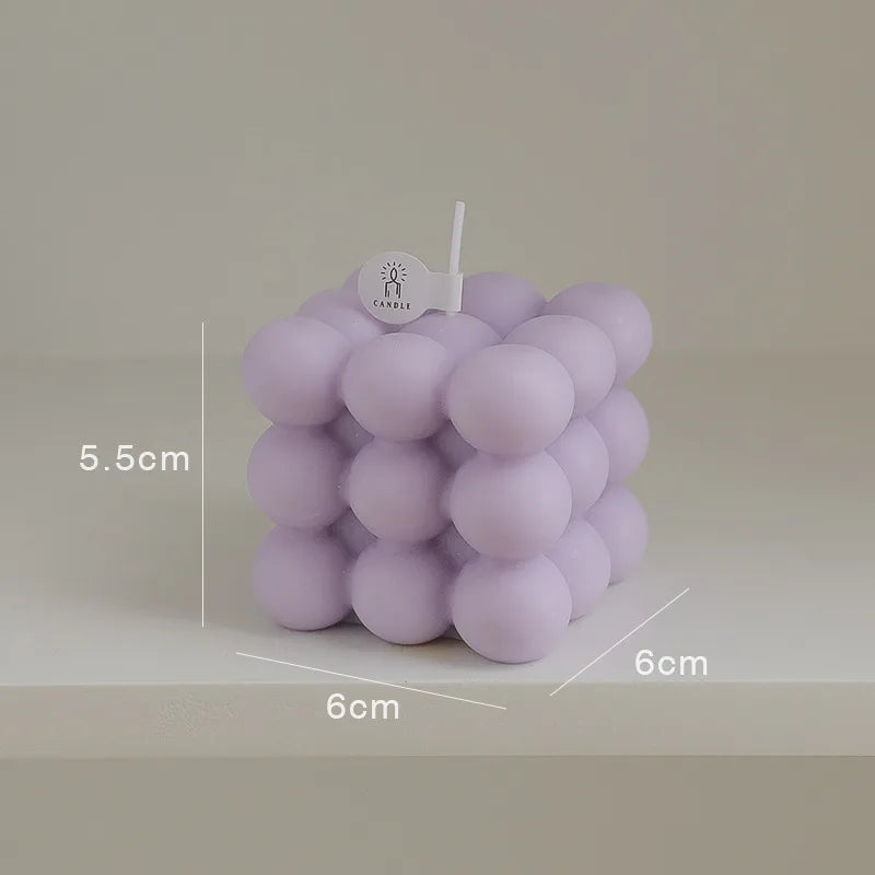 Aesthetic Bubble Cube Candle | Handmade Soy Wax Scented Candle for Home Decor