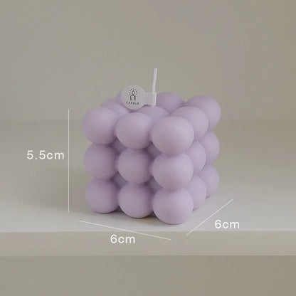 Aesthetic Bubble Cube Candle | Handmade Soy Wax Scented Candle for Home Decor
