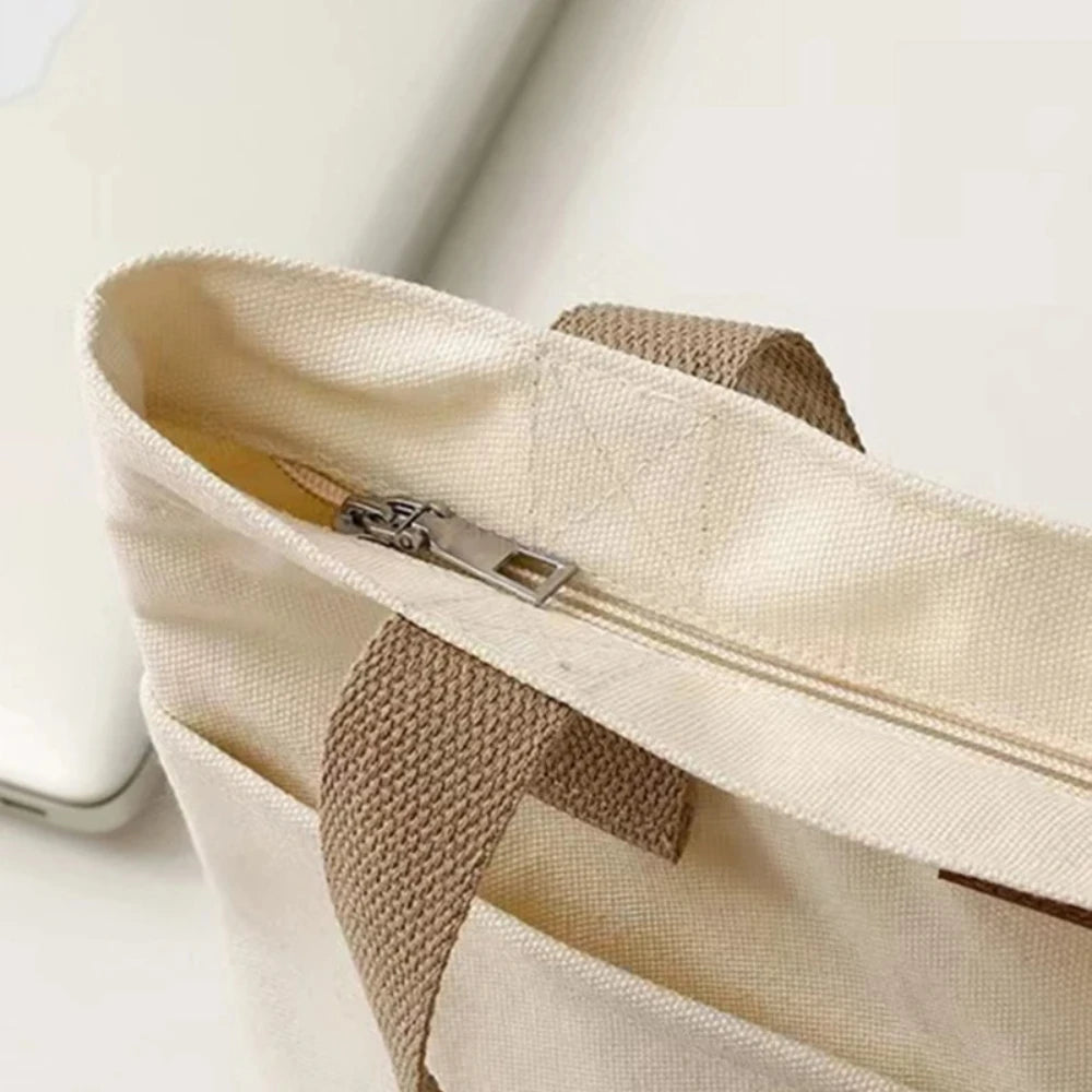 Minimalist Canvas Tote Bag – Large Capacity Casual Shoulder Bag for Women