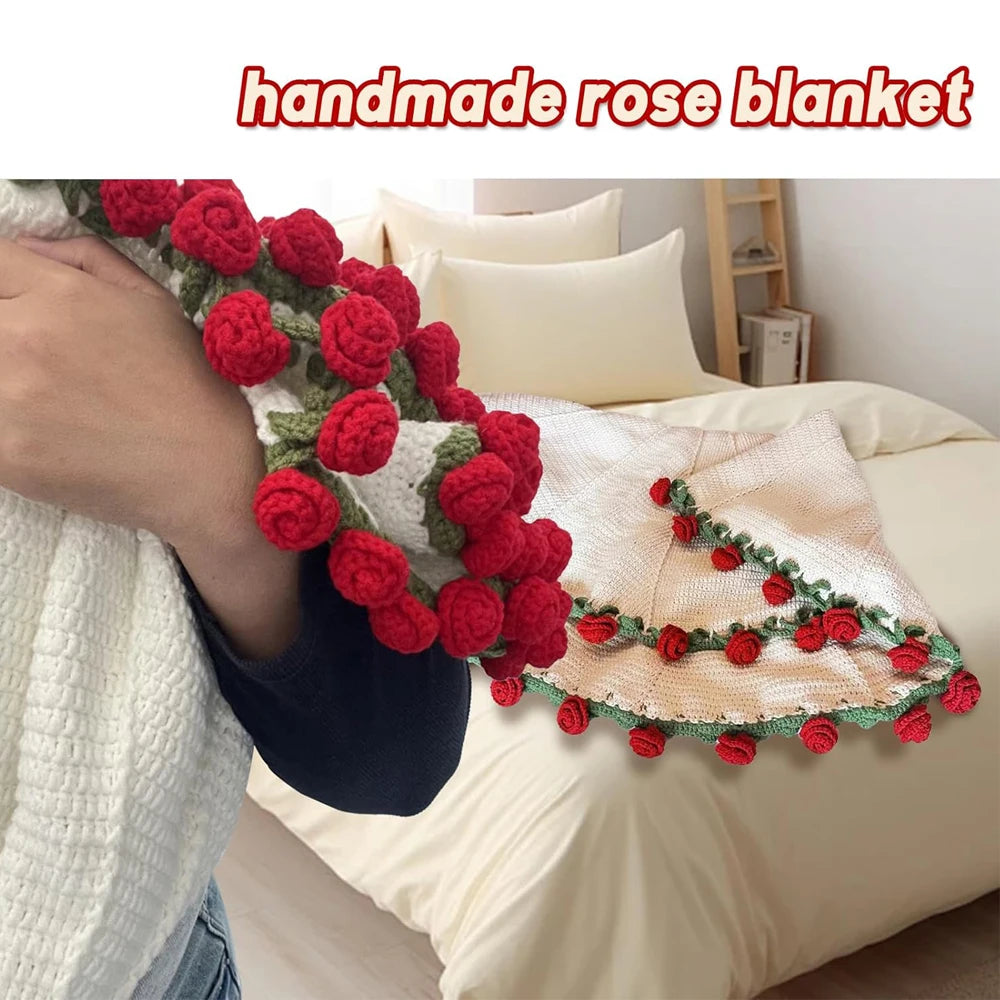 Handmade Crochet Rose Blanket Bouquet | Unique Birthday Gift for Her