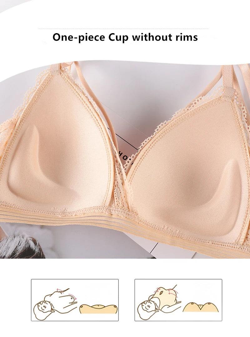 Sexy Lace Bralette for Women – Soft Wireless Push Up Bra