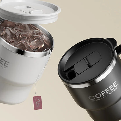 Insulated Coffee Mug with Straw – Stainless Steel Travel Cup for Coffee, Tea & Office Desk Drinkware