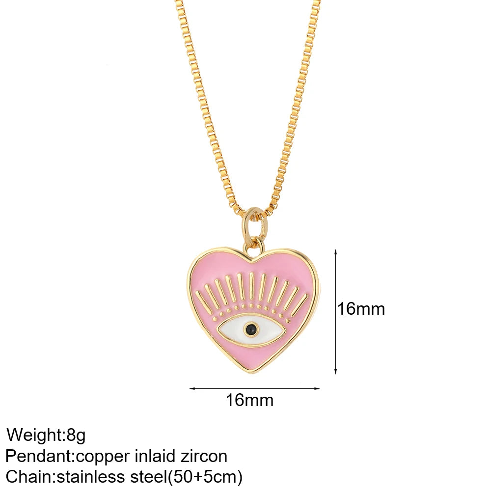 Gold Charm Pendant Necklace Collection – Celestial Eye Heart Sun Moon Layered Necklaces for Women