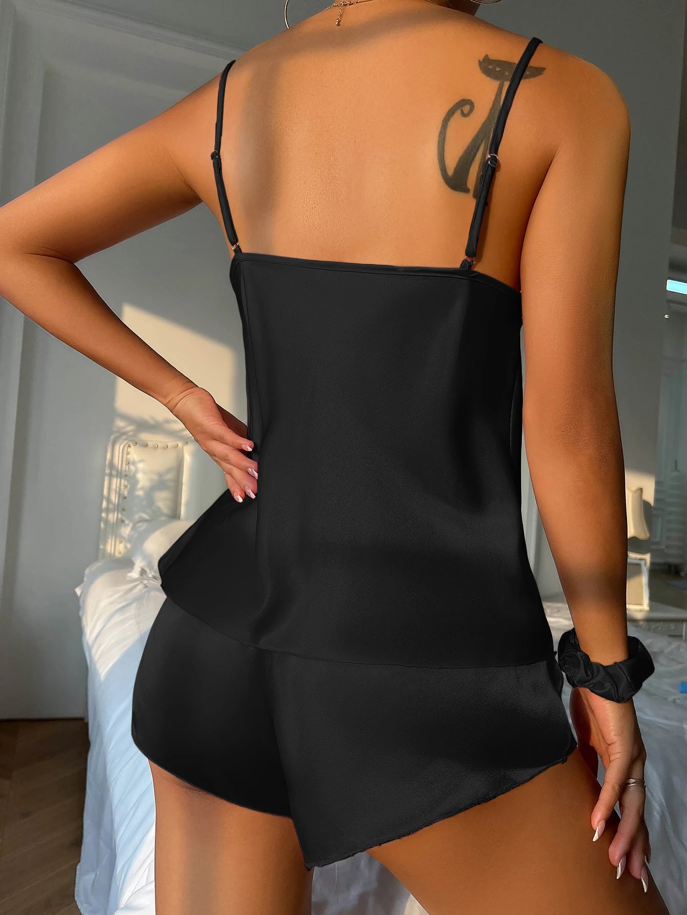 Women’s Satin Pajama Romper – Sexy Sleeveless Silk Sleepwear Shorts Jumpsuit for Summer Loungewear
