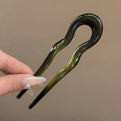 Vintage U Shape Hair Stick Clip – Tortoise Shell French Bun Pin for Women
