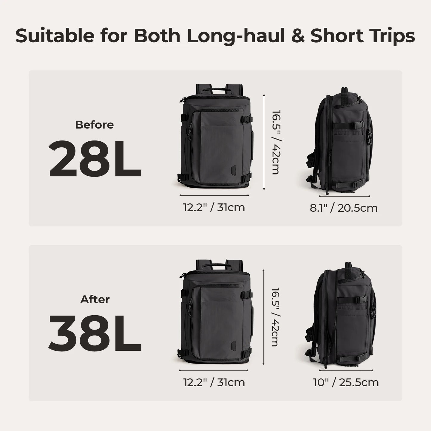 Multifunction Travel Backpack – Expandable Carry On Bag with Laptop Compartment