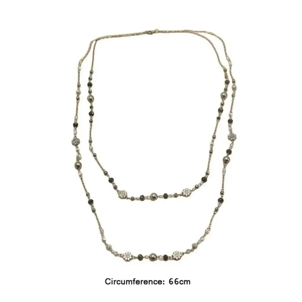 Vintage Layered Beaded Necklace – Boho Long Chain Pendant Necklace for Women