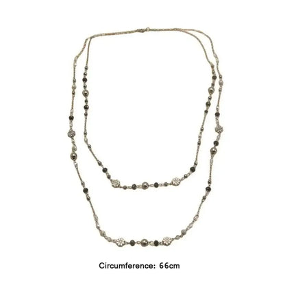 Vintage Layered Beaded Necklace – Boho Long Chain Pendant Necklace for Women